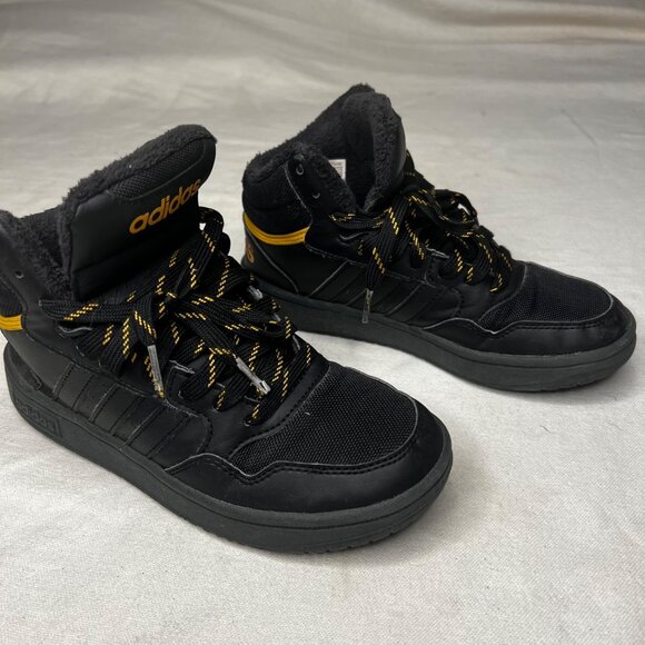 Adidas Black & Yellow High-Top Sneakers Size 3  APH 281001  A:1F7736 - Picture 3 of 14